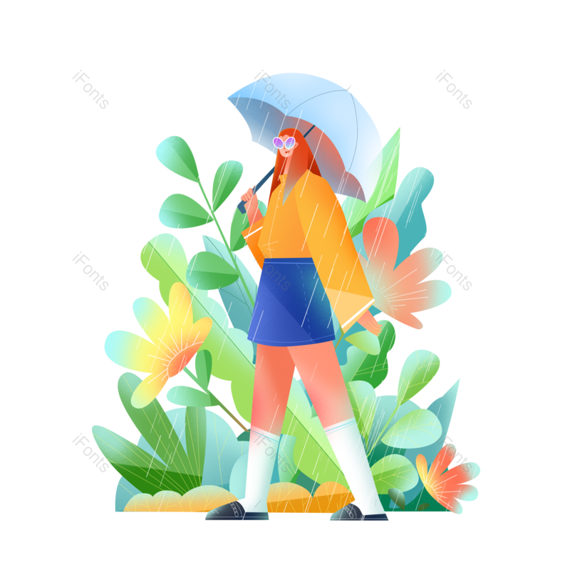 雨水图片,装饰元素元素,小女孩PNG,免抠素材